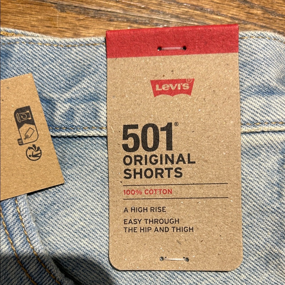 Levi's Light Blue Distressed Jean Shorts - Picture 2 of 6